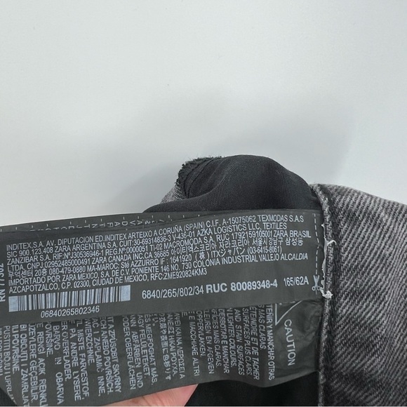 Zara The Straight Cropped Mid Rise Slim Fit Jean in Grey Size 2 - Picture 9 of 11